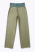 Reversible straight leg pants in cotton blend jacquard